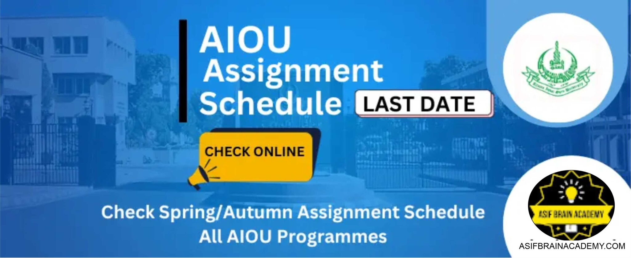 aiou b.com assignment last date